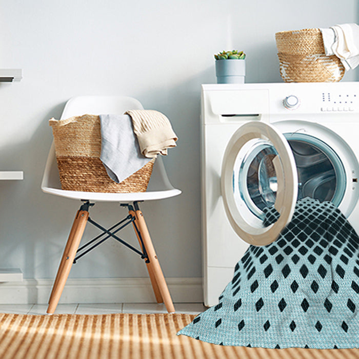 Machine Washable Transitional Deep-Sea Blue Rug in a Washing Machine, wshpat2390lblu