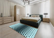 Patterned Deep-Sea Blue Rug in a Bedroom, pat2390lblu