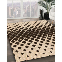 Patterned Deep Peach Orange Rug, pat2390org