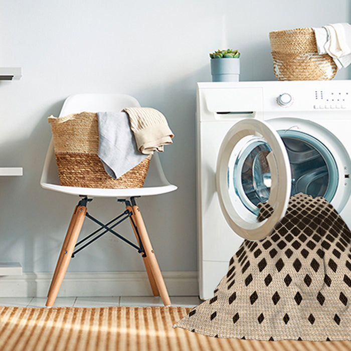Machine Washable Transitional Deep Peach Orange Rug in a Washing Machine, wshpat2390org