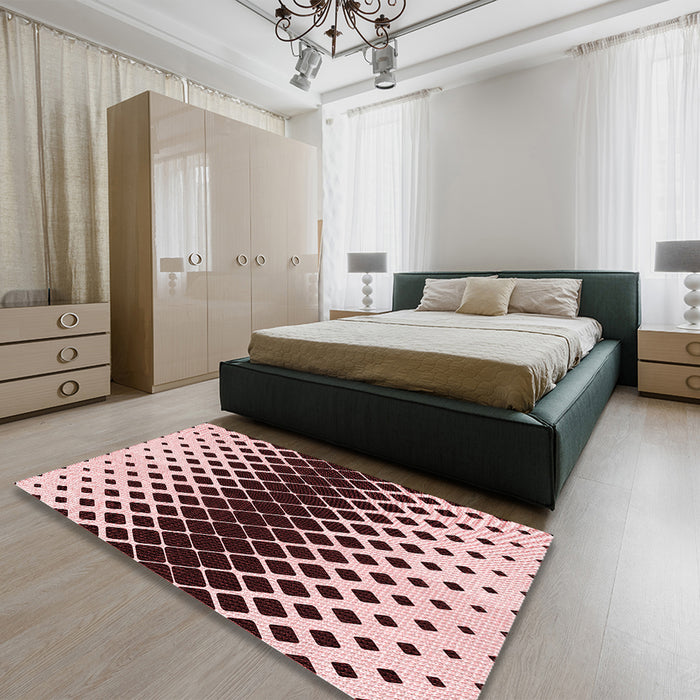 Patterned Pink Rug in a Bedroom, pat2390rd