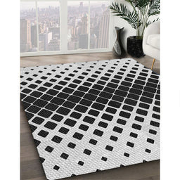 Patterned Charcoal Black Novelty Rug in Family Room, pat2390