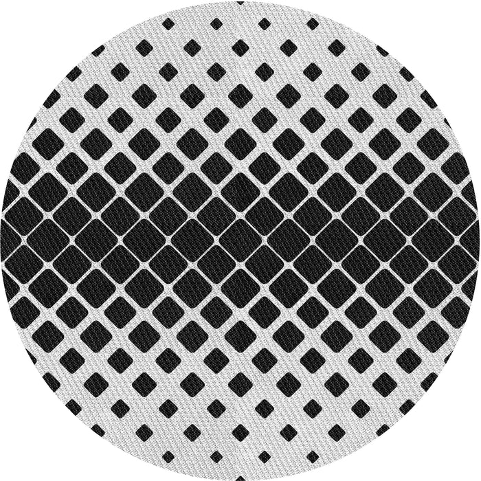 Sideview of Patterned Charcoal Black Novelty Rug, pat2390