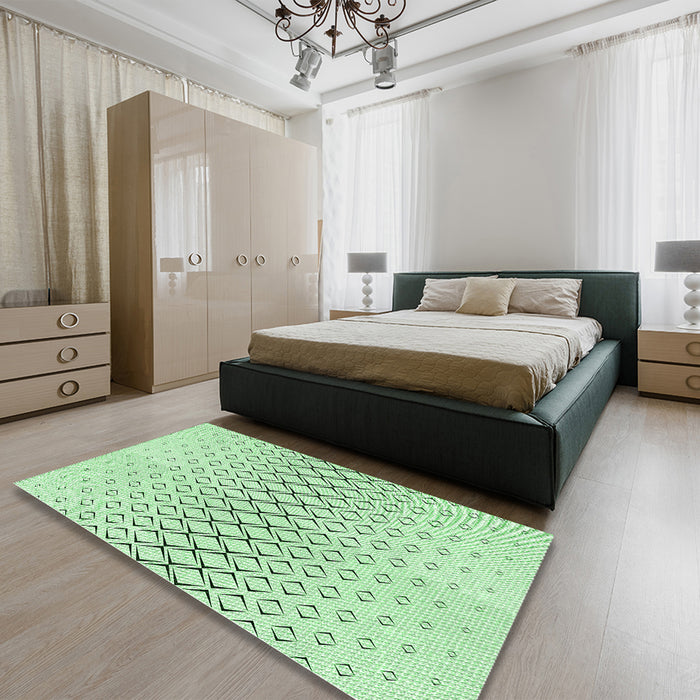 Round Machine Washable Transitional Mint Green Rug in a Office, wshpat2391grn