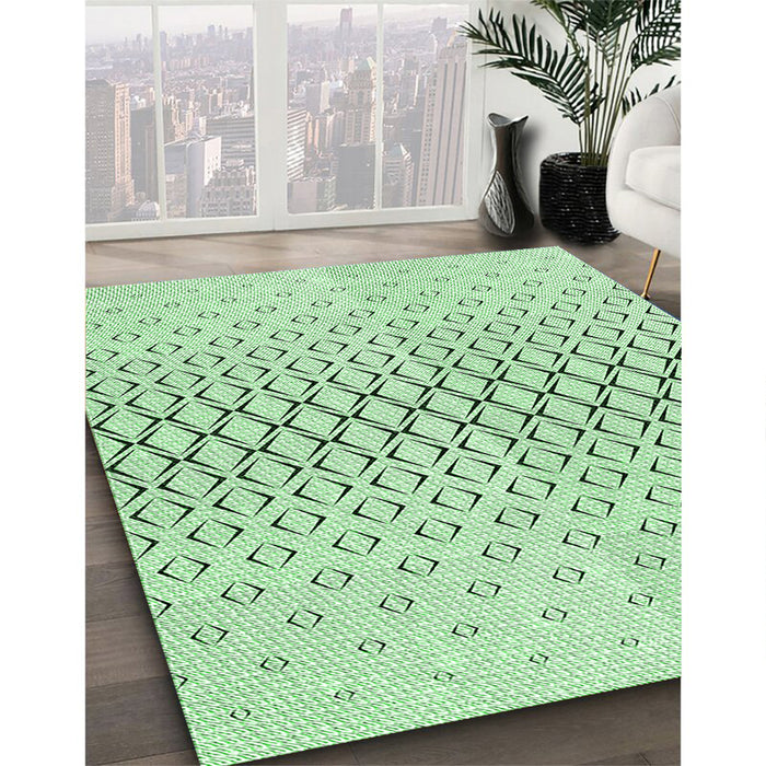 Machine Washable Transitional Mint Green Rug in a Family Room, wshpat2391grn