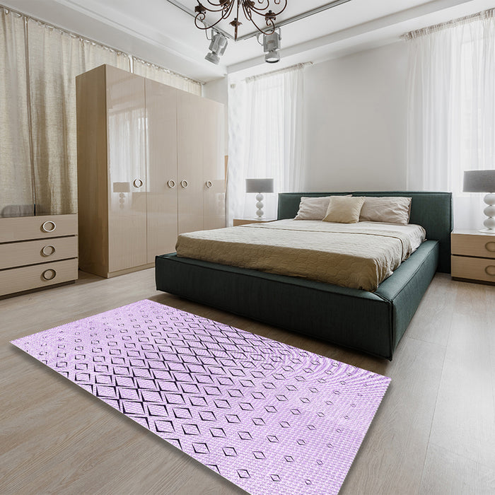 Round Machine Washable Transitional Orchid Purple Rug in a Office, wshpat2391pur