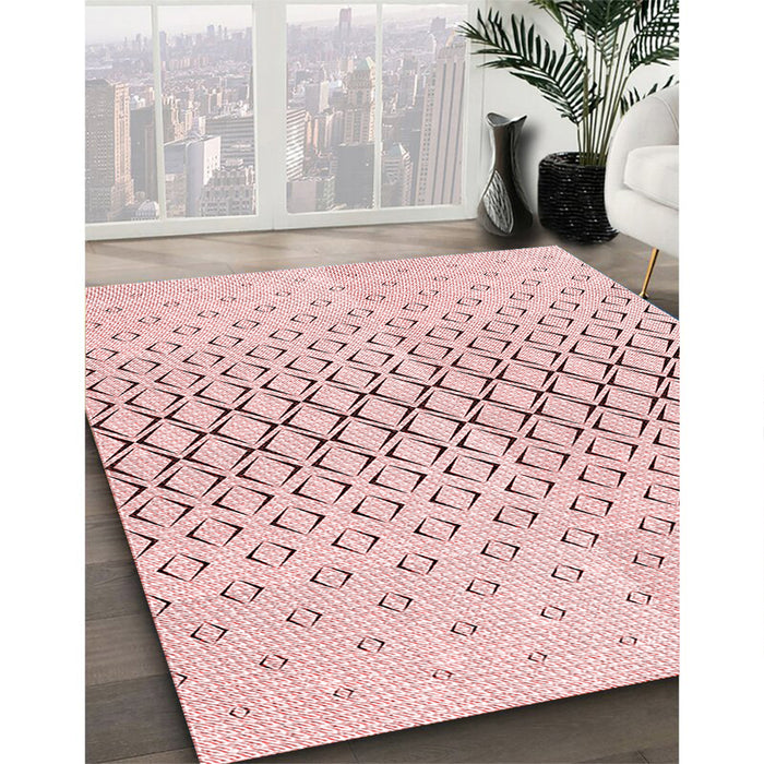 Patterned Pink Rug in Family Room, pat2391rd