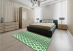 Patterned Mint Green Rug in a Bedroom, pat2392grn