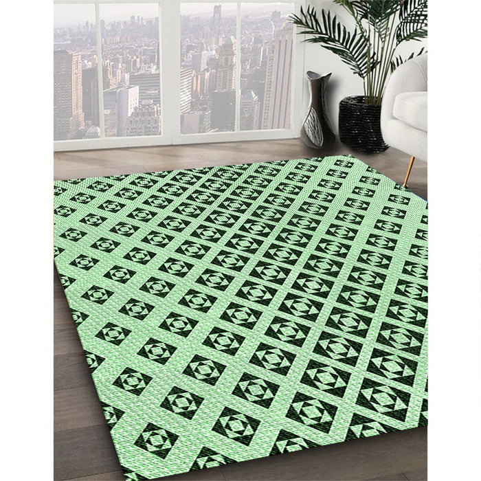 Machine Washable Transitional Mint Green Rug in a Family Room, wshpat2392grn