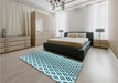 Patterned Electric Blue Rug in a Bedroom, pat2392lblu