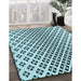 Machine Washable Transitional Electric Blue Rug in a Family Room, wshpat2392lblu