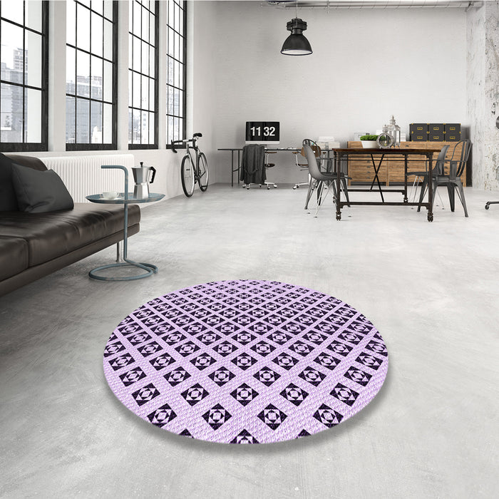 Round Patterned Purple Rug in a Office, pat2392pur