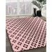 Patterned Light Rose Pink Rug in Family Room, pat2392rd