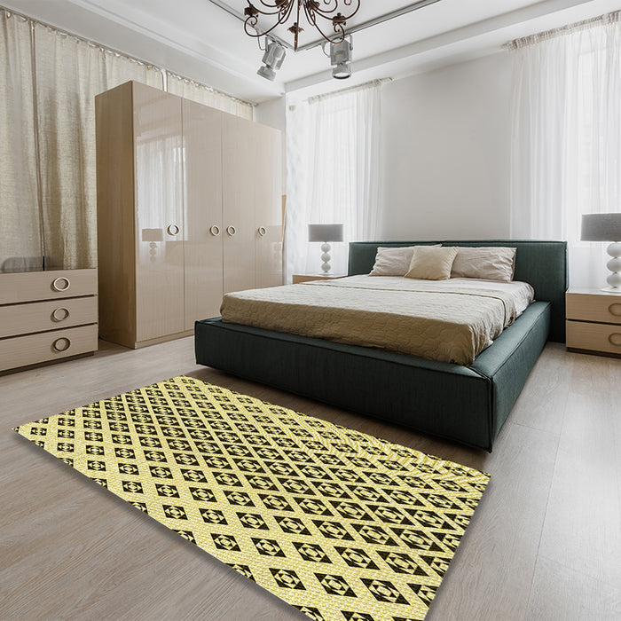 Patterned Oak Brown Rug in a Bedroom, pat2392yw