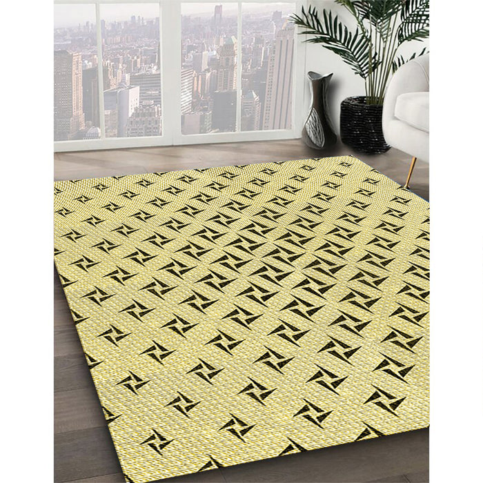 Patterned Sun Yellow Rug in Family Room, pat2393yw