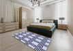 Patterned Blue Rug in a Bedroom, pat2394blu