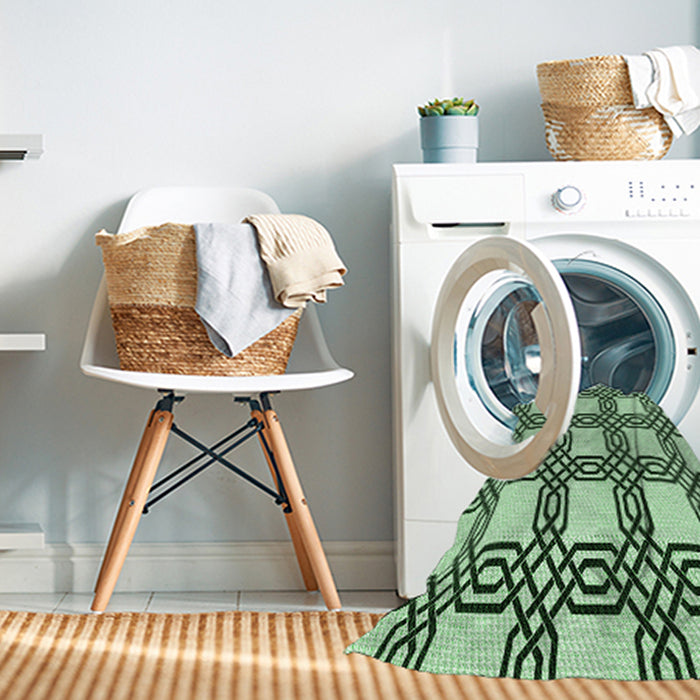 Machine Washable Transitional Mint Green Rug in a Washing Machine, wshpat2394grn