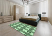 Patterned Mint Green Rug in a Bedroom, pat2394grn