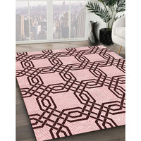 Patterned Brown Red Rug, pat2394rd