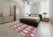 Patterned Brown Red Rug in a Bedroom, pat2394rd