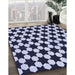 Patterned Night Blue Rug in Family Room, pat2395blu