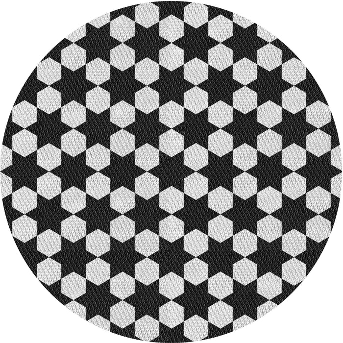 Square Patterned Charcoal Black Rug, pat2395gry