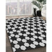 Patterned Charcoal Black Rug in Family Room, pat2395gry