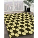 Patterned Black Brown Rug in Family Room, pat2395yw