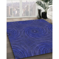 Patterned Denim Dark Blue Rug, pat2396blu