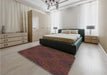 Patterned Sienna Brown Rug in a Bedroom, pat2396brn