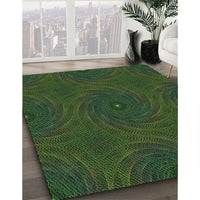 Patterned Dark Forest Green Rug, pat2396grn