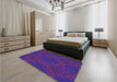 Patterned Bright Purple Rug in a Bedroom, pat2396pur