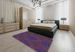 Patterned Dark Purple Novelty Rug in a Bedroom, pat2396