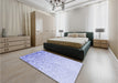 Patterned Sky Blue Rug in a Bedroom, pat2398blu