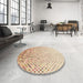 Round Patterned Golden Blonde Gold Rug in a Office, pat2398brn