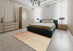 Patterned Golden Blonde Gold Rug in a Bedroom, pat2398brn