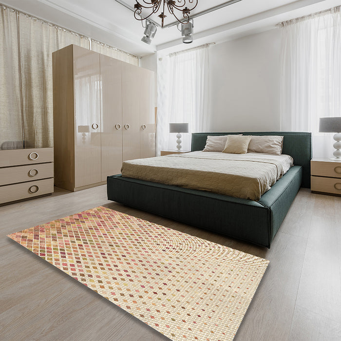 Patterned Golden Blonde Gold Rug in a Bedroom, pat2398brn