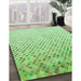 Patterned Green Rug in Family Room, pat2398grn