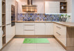 Patterned Green Rug in a Kitchen, pat2398grn