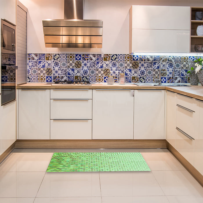 Patterned Green Rug in a Kitchen, pat2398grn