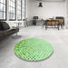 Round Patterned Green Rug in a Office, pat2398grn