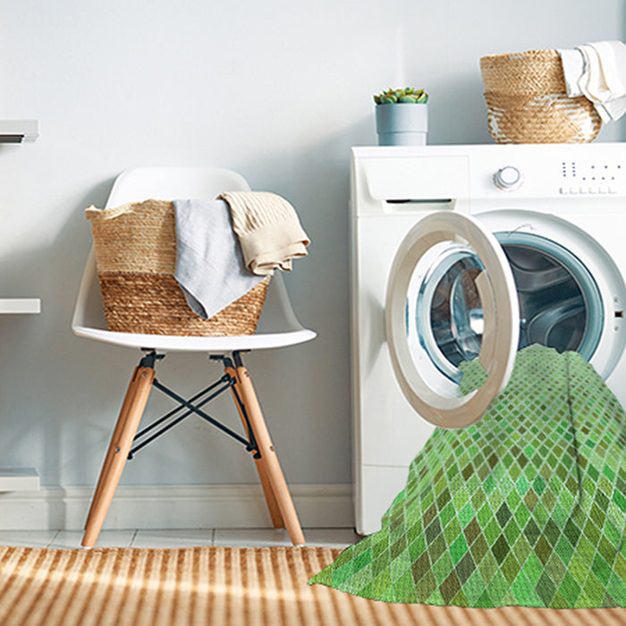 Machine Washable Transitional Green Rug in a Washing Machine, wshpat2398grn