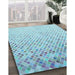 Patterned Blue Rug in Family Room, pat2398lblu