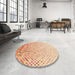 Round Patterned Bright Orange Rug in a Office, pat2398org