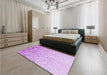 Patterned Blossom Pink Rug in a Bedroom, pat2398pur