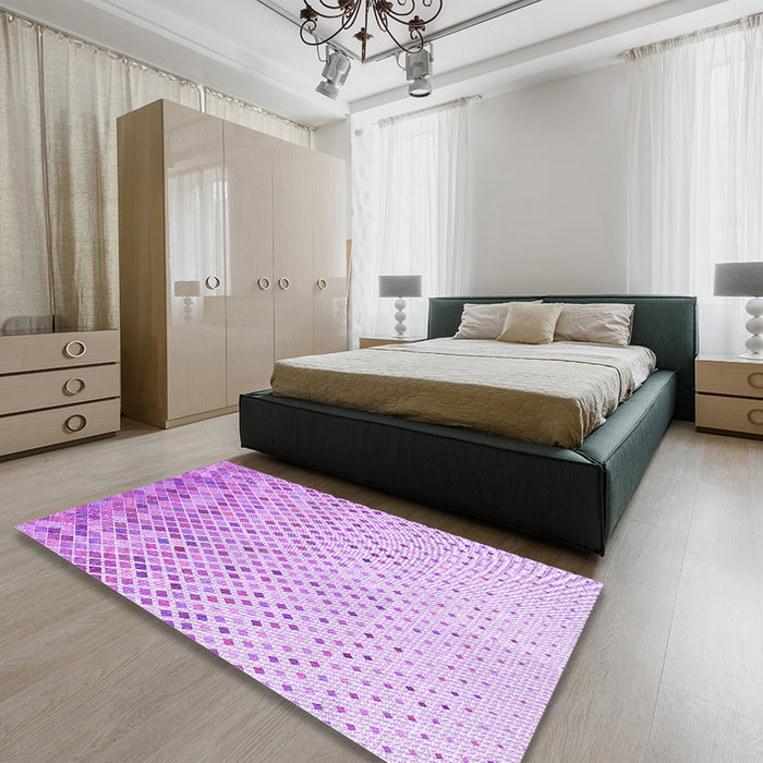 Patterned Blossom Pink Rug in a Bedroom, pat2398pur
