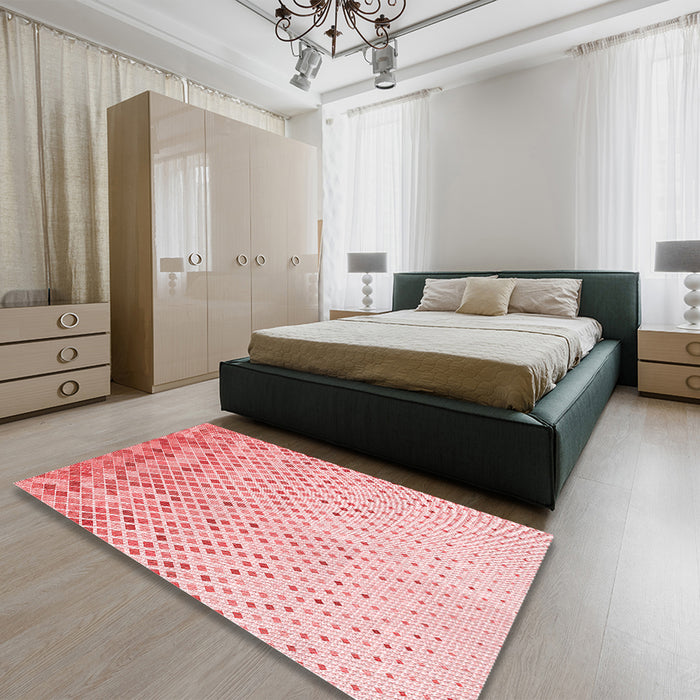Patterned Light Red Pink Rug in a Bedroom, pat2398rd