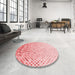 Round Patterned Light Red Pink Rug in a Office, pat2398rd