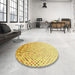 Round Patterned Dark Orange Rug in a Office, pat2398yw