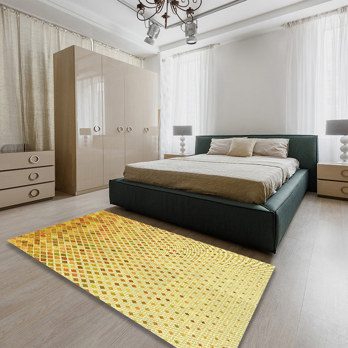 Patterned Dark Orange Rug in a Bedroom, pat2398yw